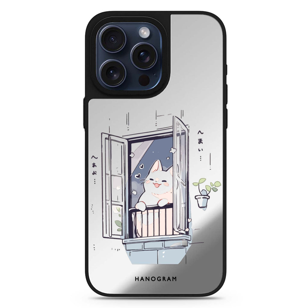 Ledge Lounging Kitty MagSafe compatible mirror case for iPhone 16/15/14 Pro Max and Pro, main view