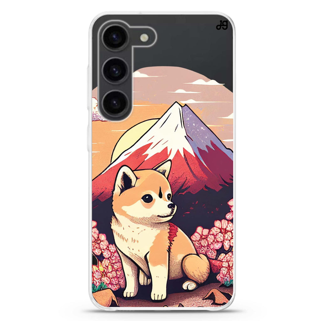Shiba Inu & Fuji Mountain ultra-clear case for Samsung Galaxy S23/S22, front view