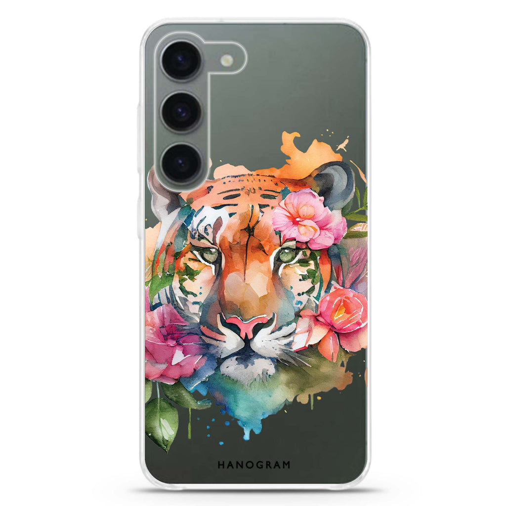 Floral Tiger ultra-clear case for Samsung Galaxy S23/S22, front view