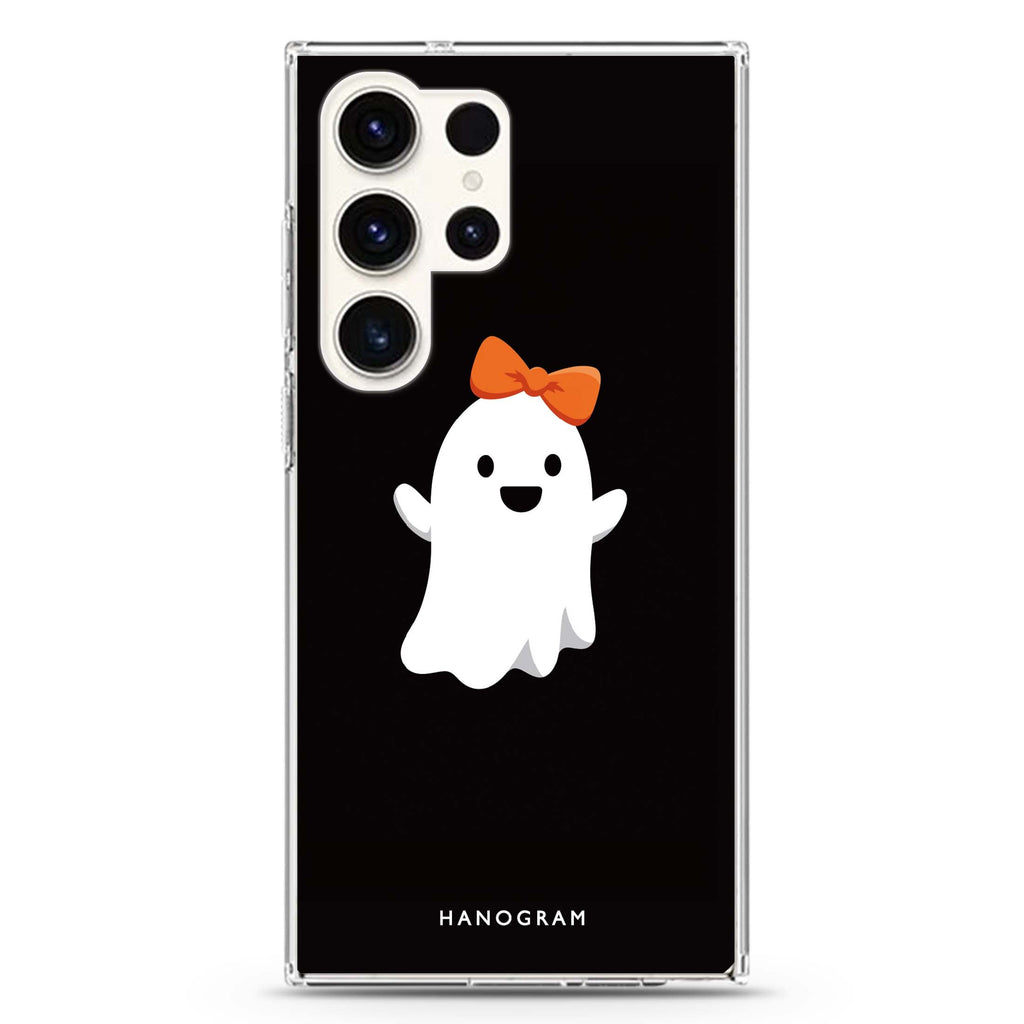 Boo in a Bow Samsung Galaxy S26/S25/S24/S23/S22 Ultra ultra clear case, transparent design, main view