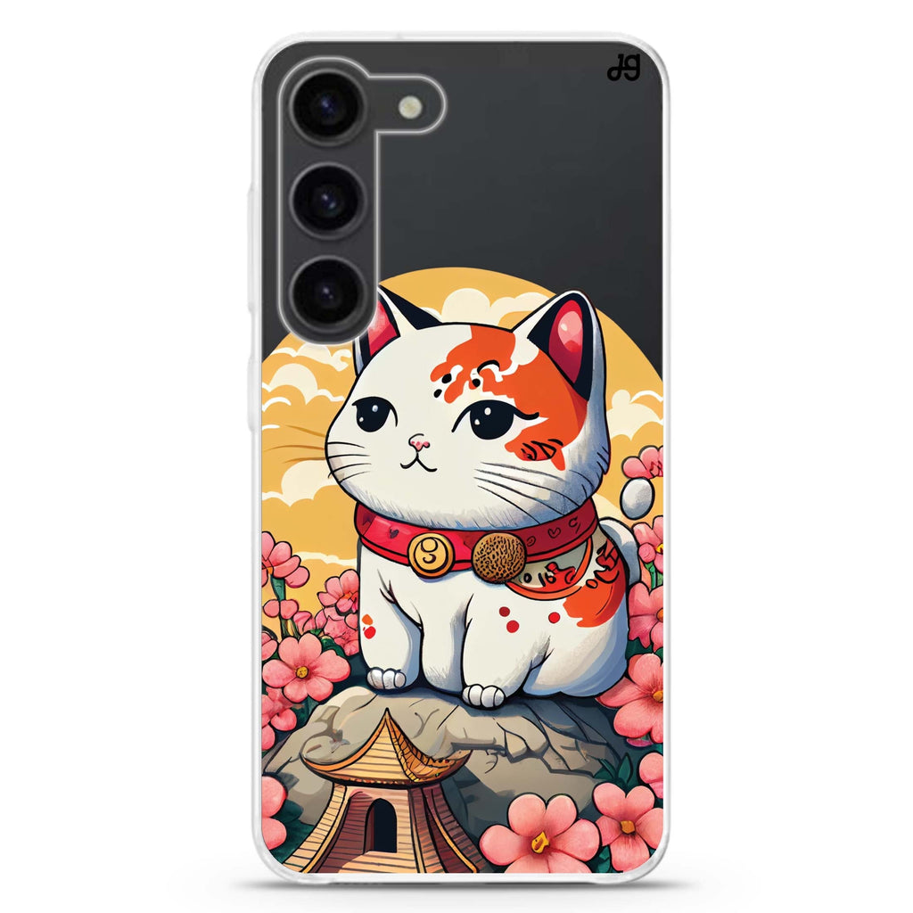 Cat & Flowers ultra-clear case for Samsung Galaxy S23/S22, front view