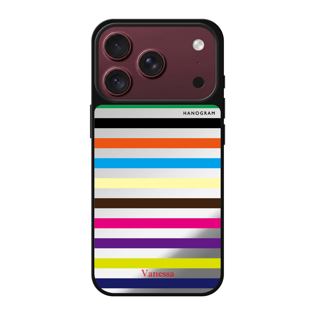 colorful stripe personalized name multicolor pattern iPhone 18 Pro Max mirror case