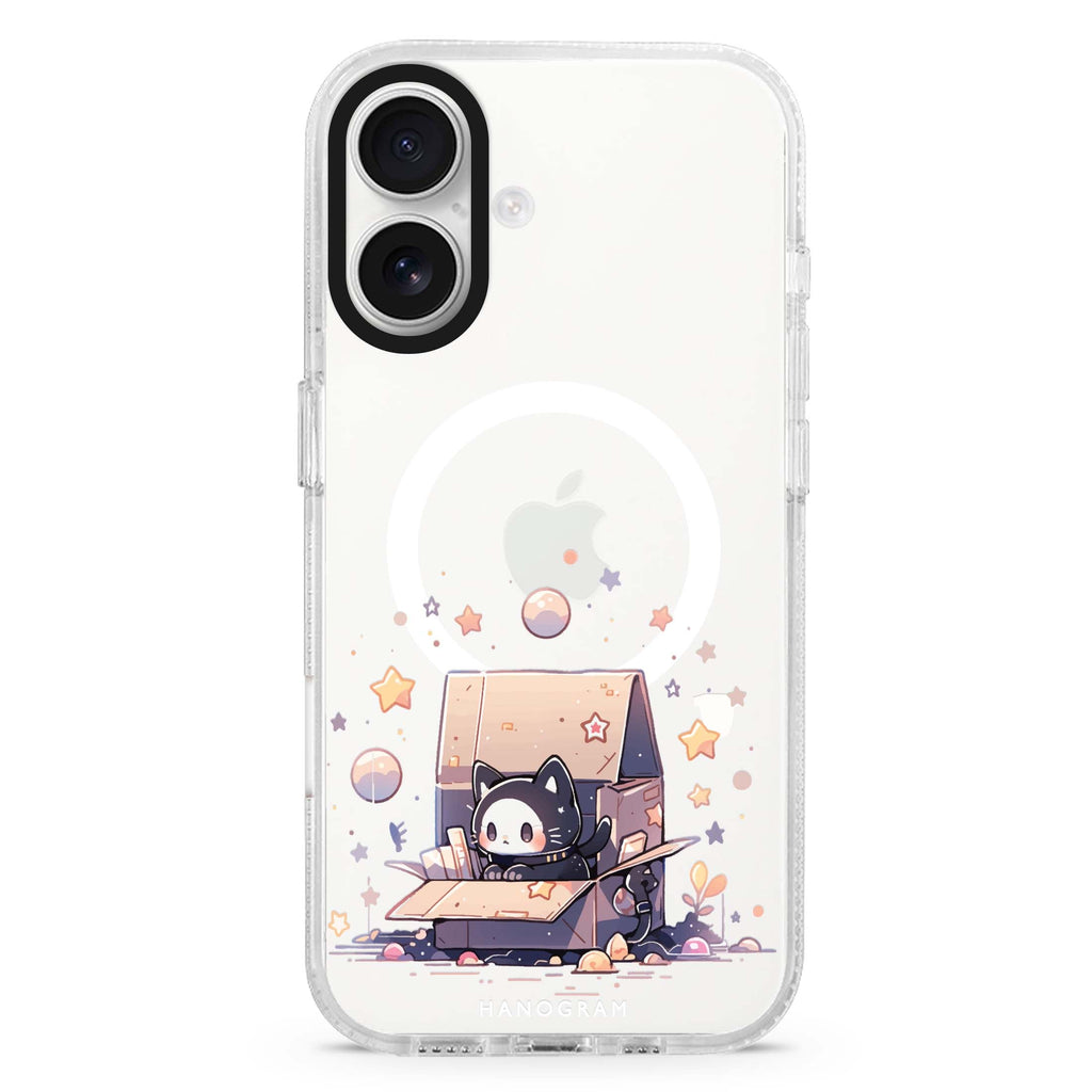 Starship Cat Pod MagSafe Compatible iPhone 16 Ultra Clear Case - Personalized and Stylish Protection