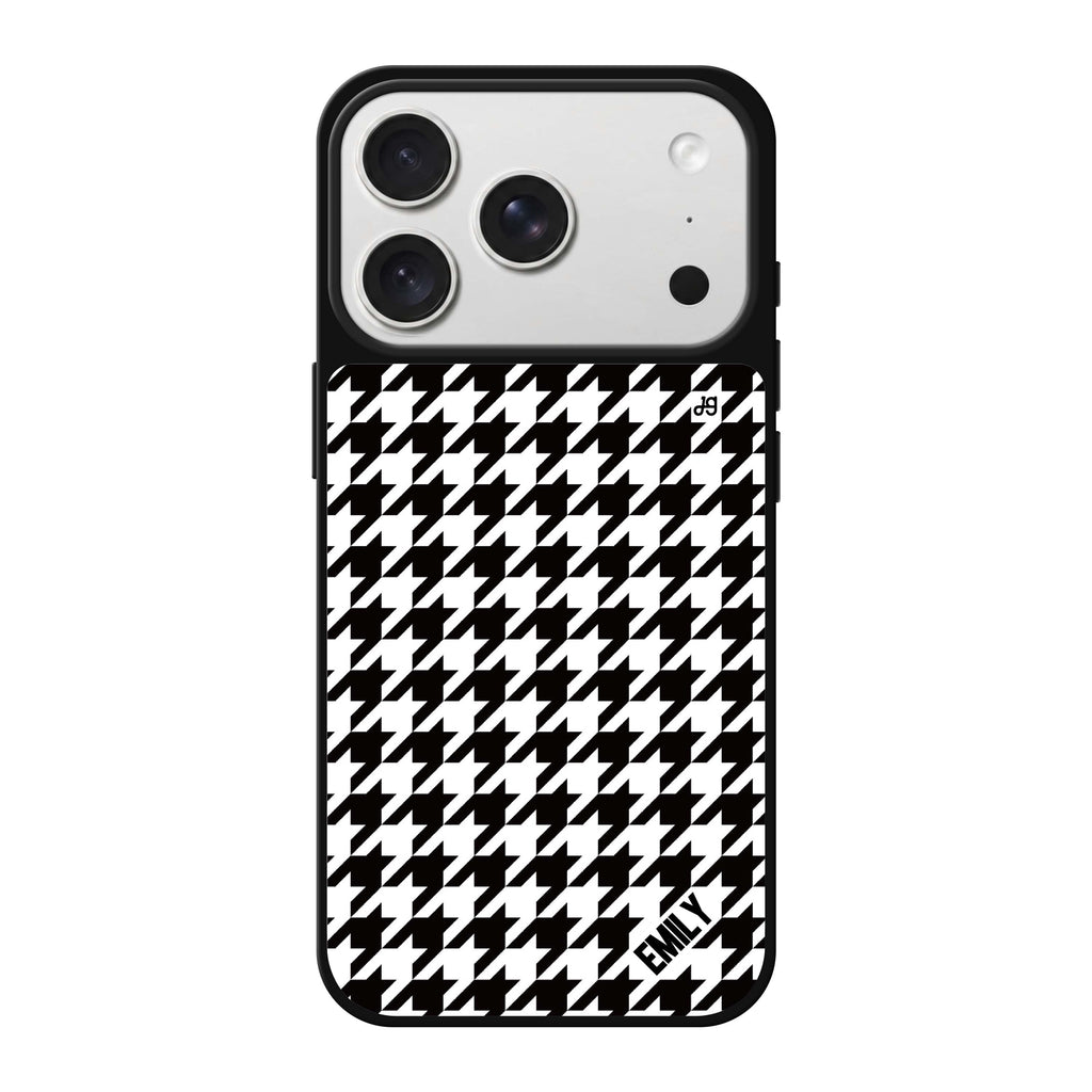 Houndstooth personalized name pattern iPhone 18 Pro Max mirror case