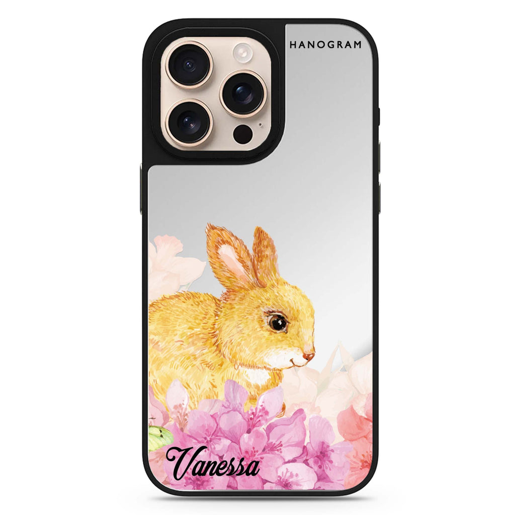Bunny & Me personalized name animal design iPhone 16/15/14 Pro Max & Pro mirror case
