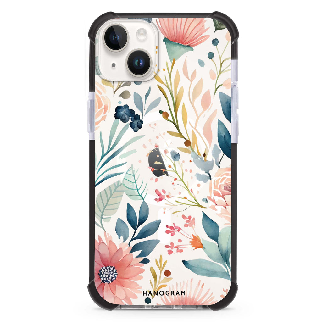 Floral Pattern iPhone 15 Plus MagSafe Compatible Ultra Shockproof Case