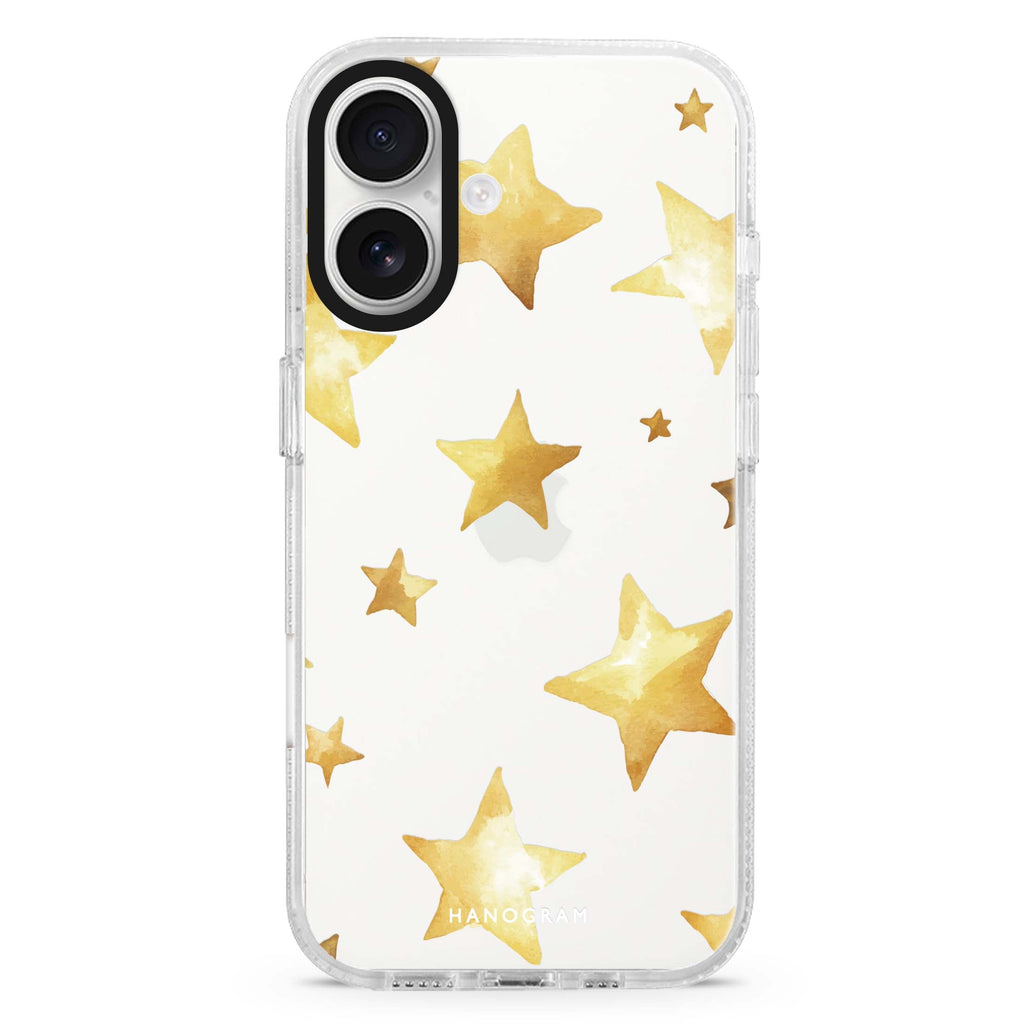 Starlet Mist iPhone 16 and 16 Plus ultra clear case, transparent celestial artwork, front product view