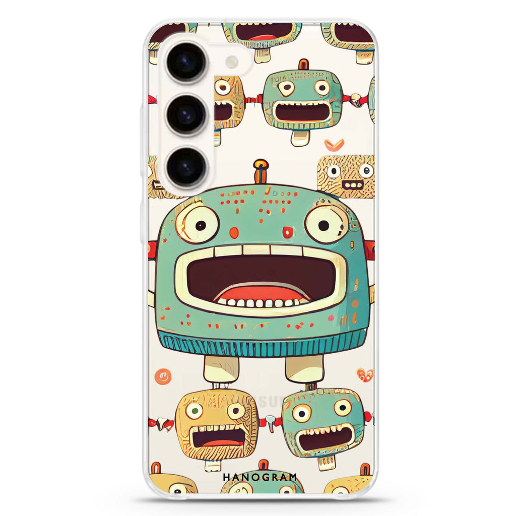 Cute robots ultra-clear case for Samsung Galaxy S23/S22, front view