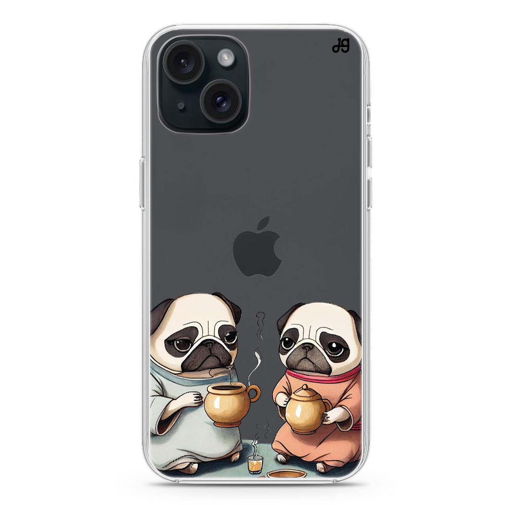 Pug Tea Time iPhone 15 plus Ultra Clear Case