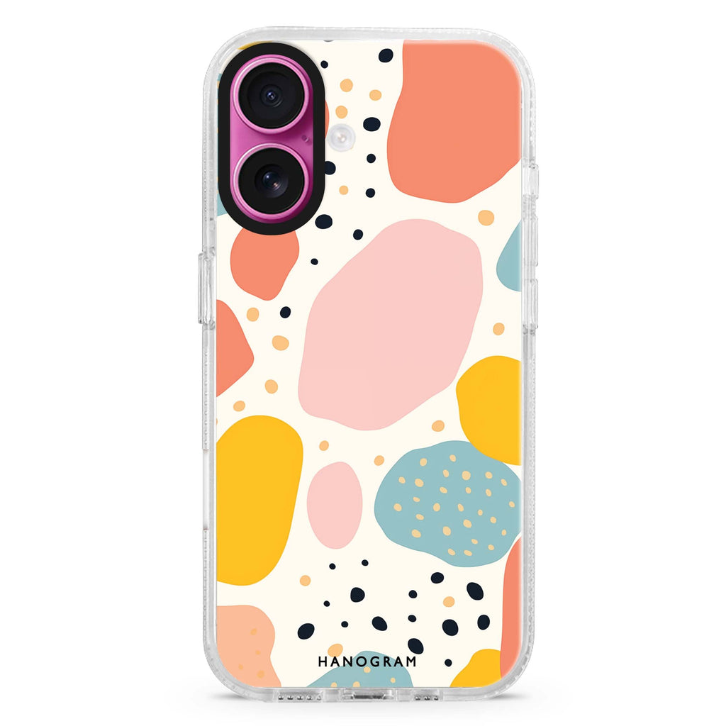 Chips Harmony iPhone 16 and 16 Plus ultra clear case, transparent graphic artwork, front product view