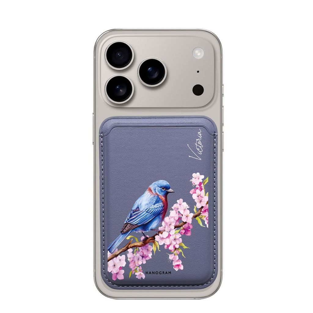 Bunting Blossom custom name MagSafe wallet for iPhone, personalized magnetic card holder, main view