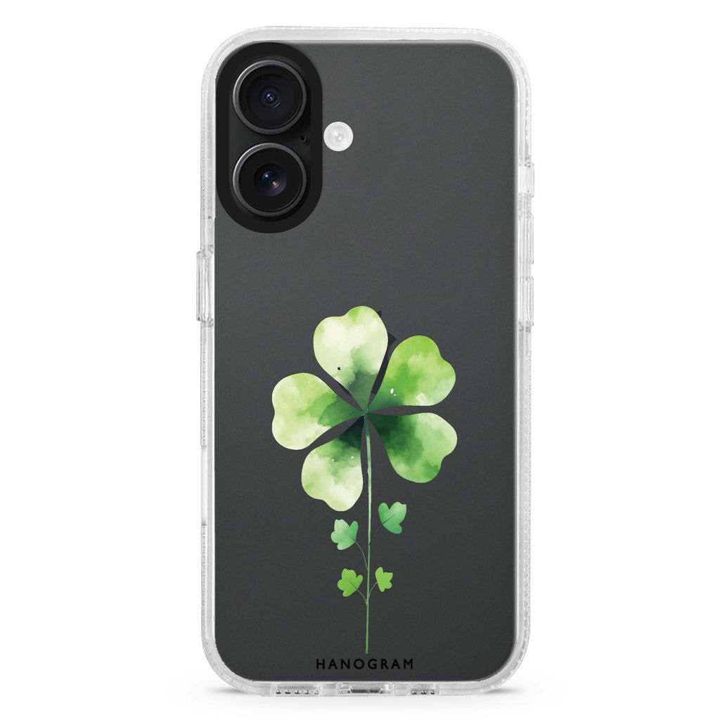 Green Bliss iPhone 16 and 16 Plus ultra clear case, transparent colorful artwork, front product view