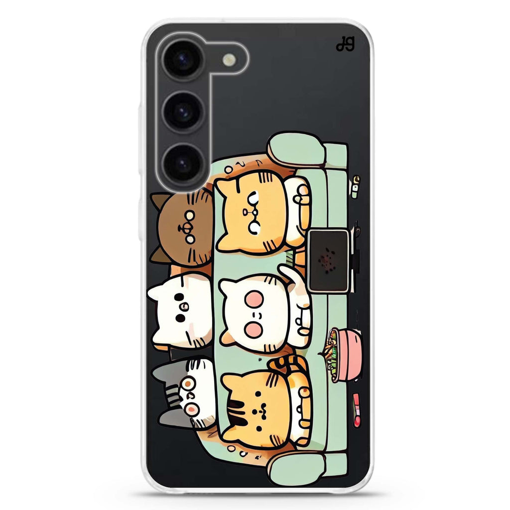 TV Cats ultra-clear case for Samsung Galaxy S23/S22, front view