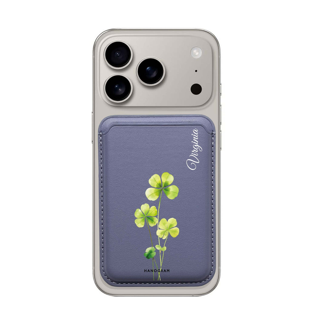 Trinity Blossom custom name MagSafe wallet for iPhone, personalized magnetic card holder, main view