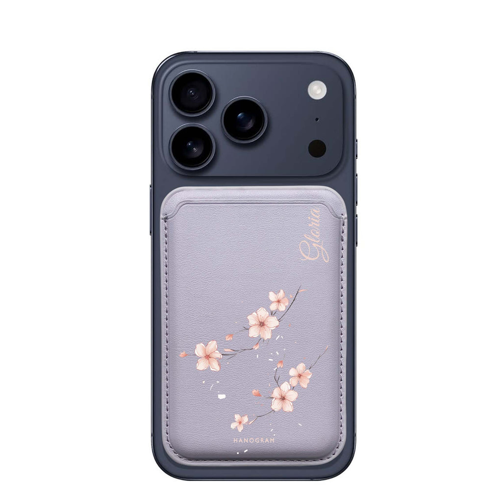 Sakura Spirit custom name MagSafe wallet for iPhone, personalized magnetic card holder, main view