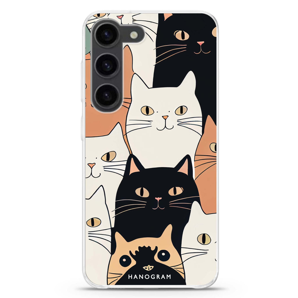 Look Cats ultra-clear case for Samsung Galaxy S23/S22, front view