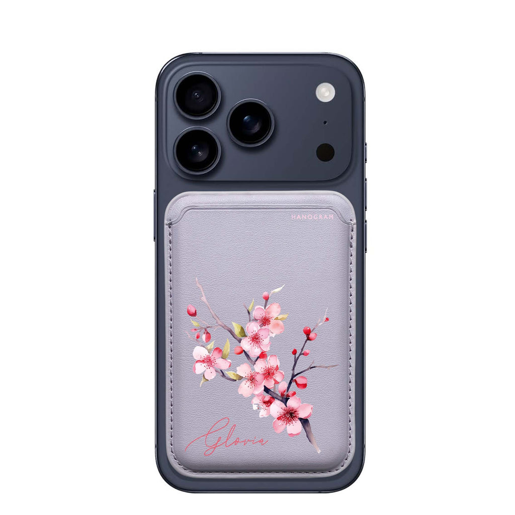 Petal Harmony custom name MagSafe wallet for iPhone, personalized magnetic card holder, main view