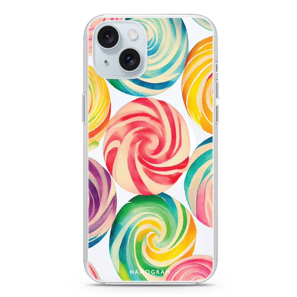 Abstract Candy iPhone 15 Plus MagSafe Compatible Ultra Clear Case