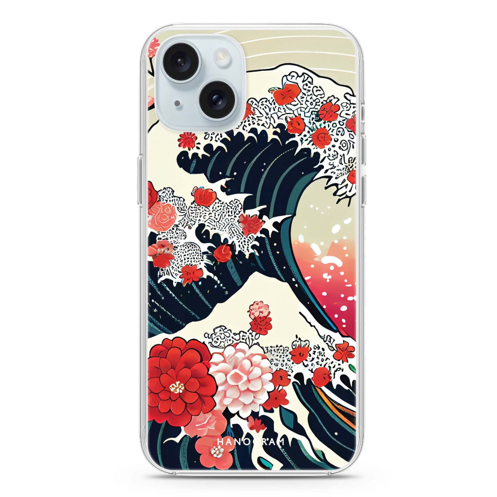 Waves & Flowers iPhone 15 plus Ultra Clear Case