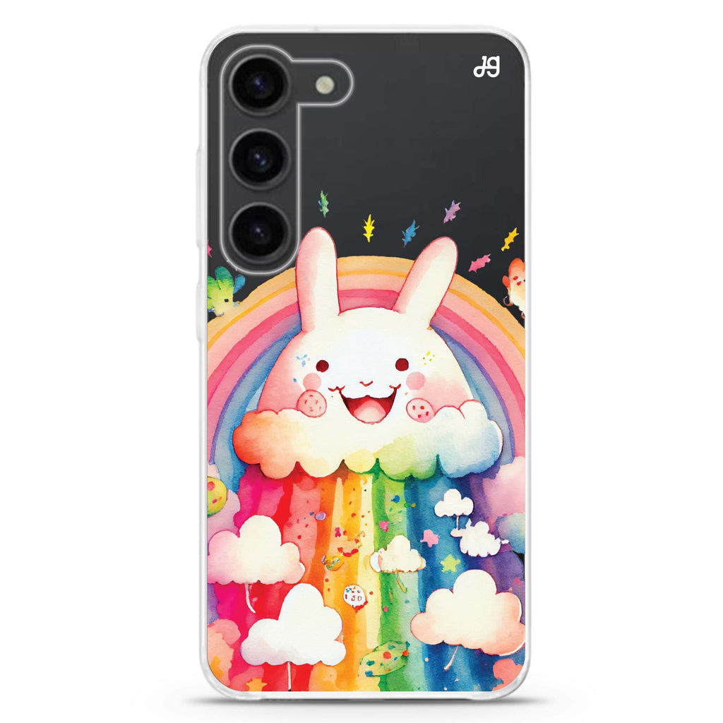Rainbow Bunny ultra-clear case for Samsung Galaxy S23/S22, front view