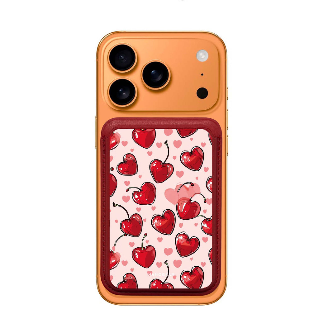Cherry Amore MagSafe wallet for iPhone, slim magnetic card holder, main view