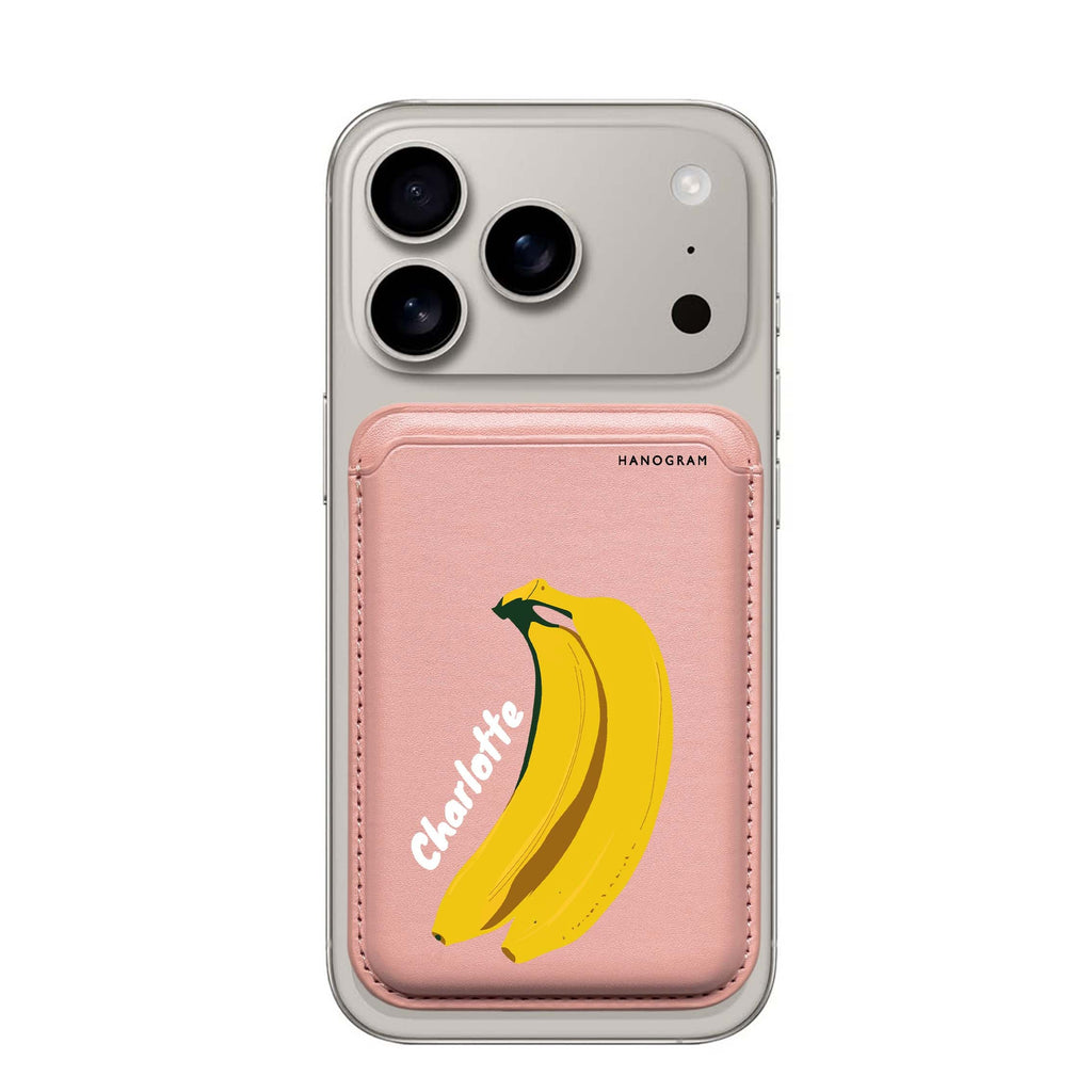 Banana Breeze custom name MagSafe wallet for iPhone, personalized magnetic card holder, main view