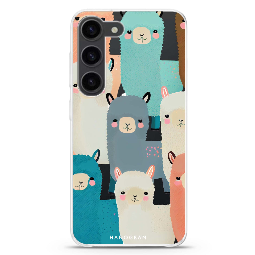 Cute Alpaca ultra-clear case for Samsung Galaxy S23/S22, front view