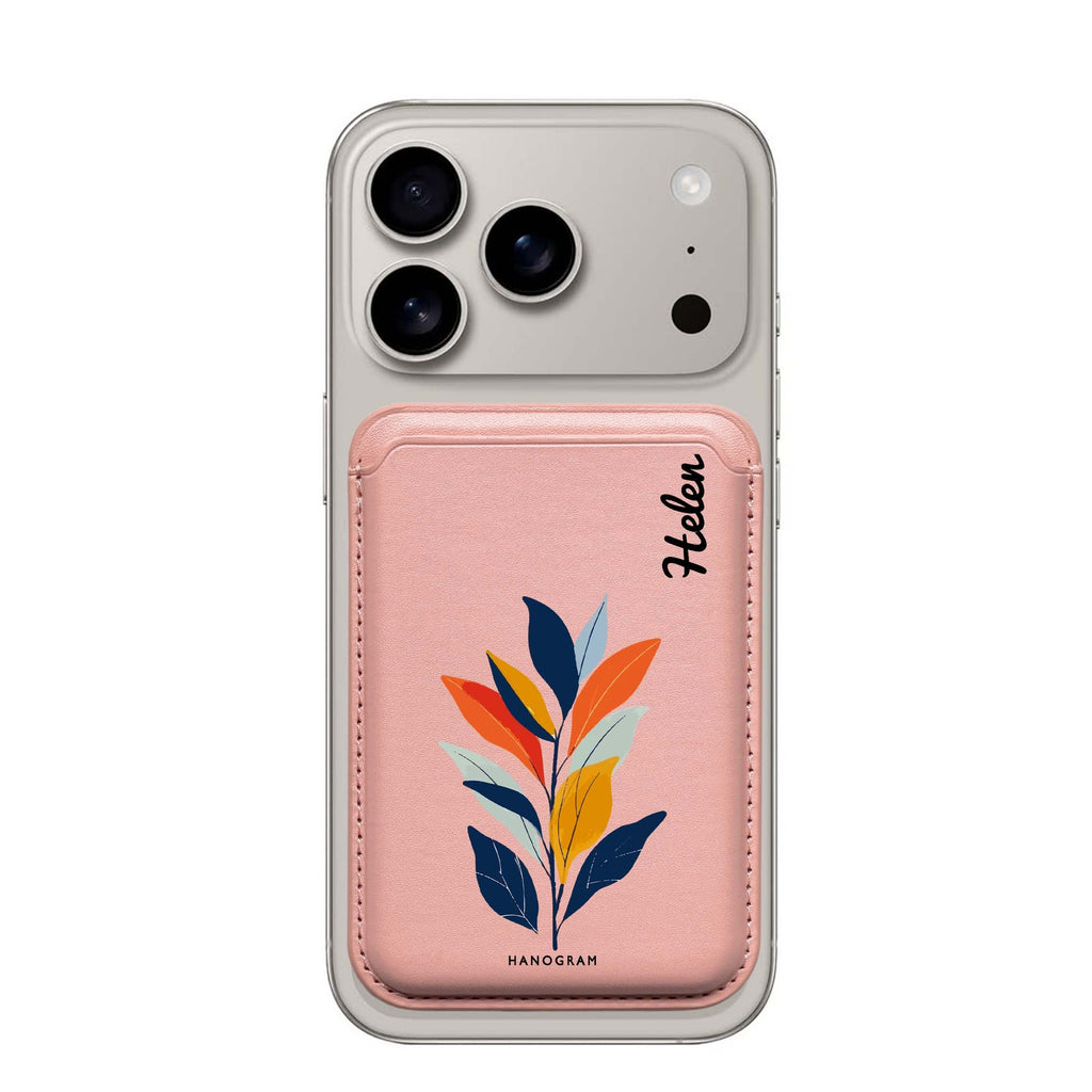 Flora Flat custom name MagSafe wallet for iPhone, personalized magnetic card holder, main view