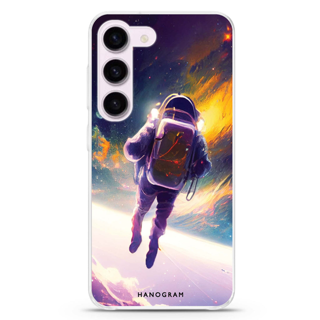 Flying Astronaut ultra-clear case for Samsung Galaxy S23/S22, front view