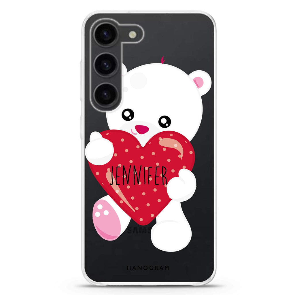 Lovely Bear personalized ultra-clear case for Samsung Galaxy S23/S22, front view