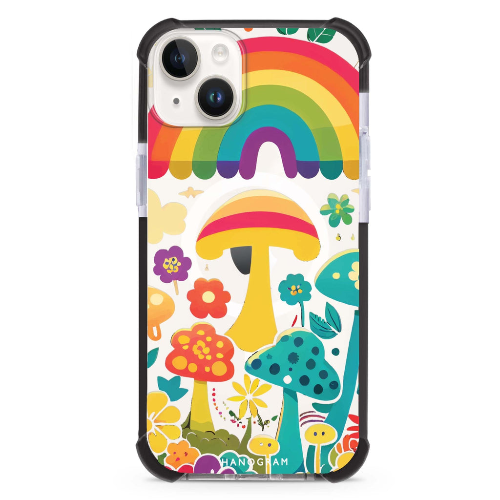 Rainbow Mushroom Garden iPhone 15 Plus MagSafe Compatible Ultra Shockproof Case