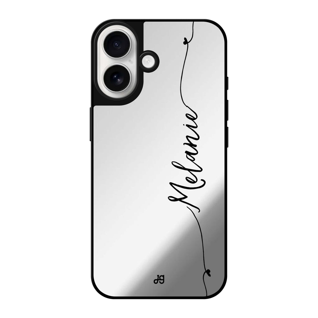 Reflective iPhone 16 Mirror Case –Heart Word Design