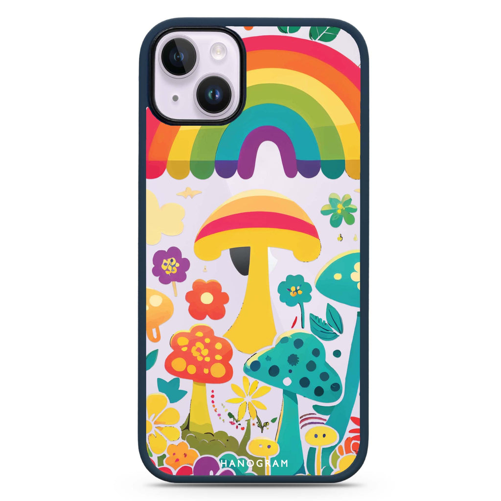 Rainbow Mushroom Garden iPhone 15 Impact Guard Bumper Case