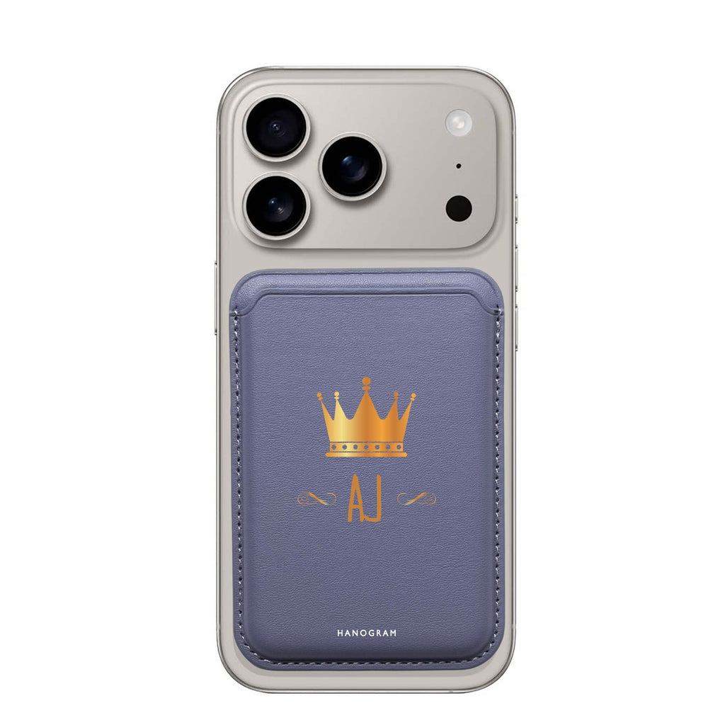 King's Crown custom name MagSafe wallet for iPhone, personalized magnetic card holder, main view