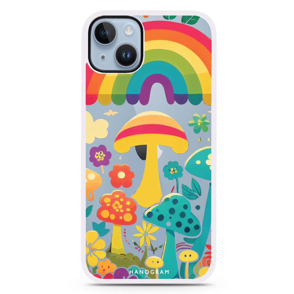 Rainbow Mushroom Garden iPhone 15 Plus Impact Guard Bumper Case