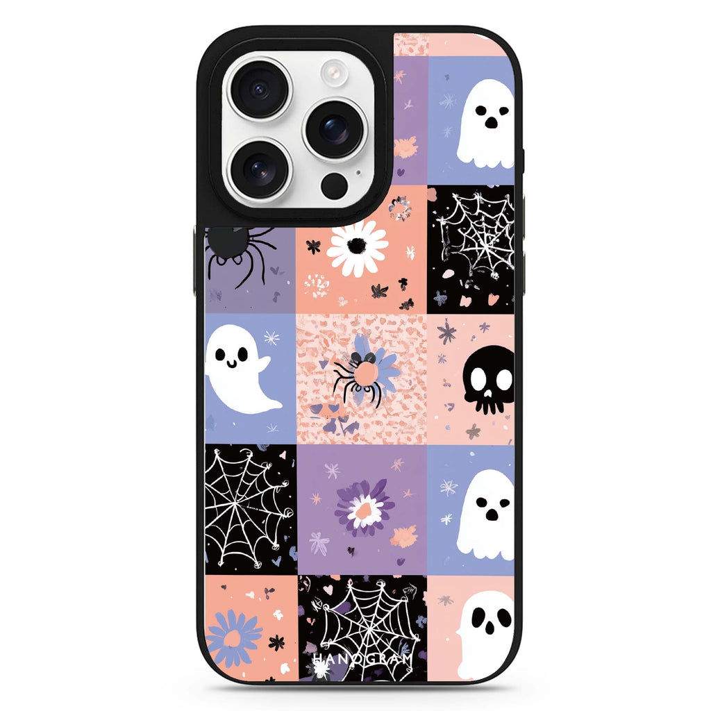 Pastel Patchwork Haunts cute aesthetic design iPhone 16/15/14 Pro Max & Pro mirror case