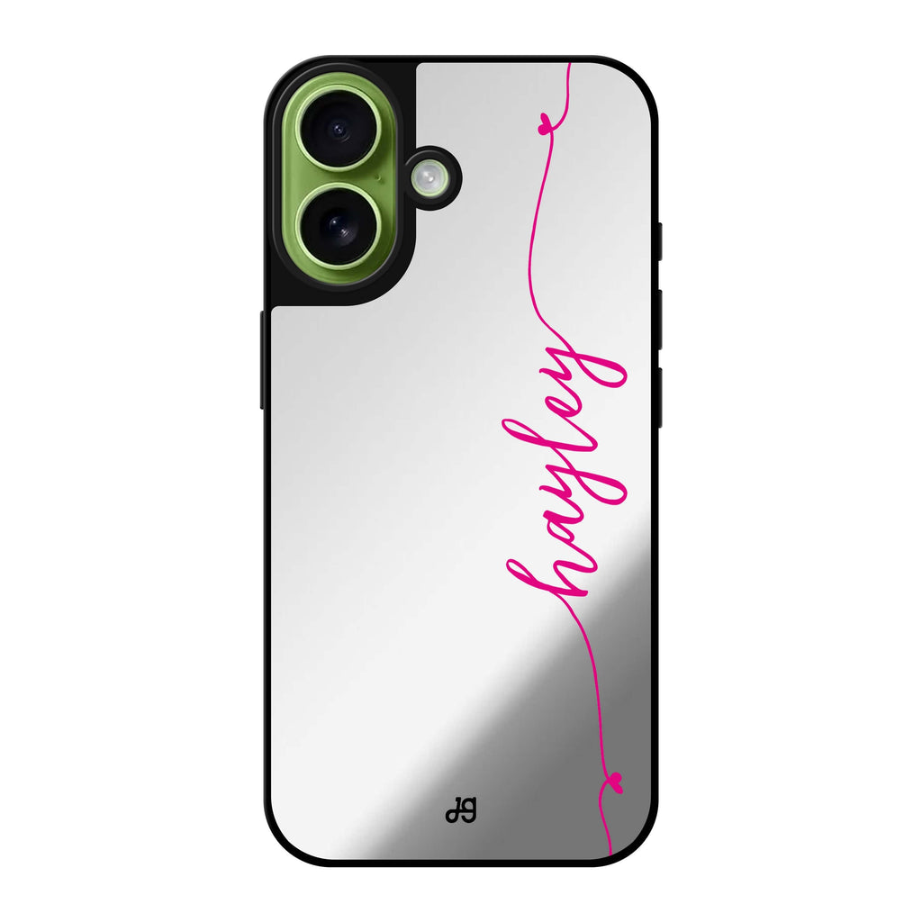 Reflective iPhone 16 Mirror Case –Heart Word Design