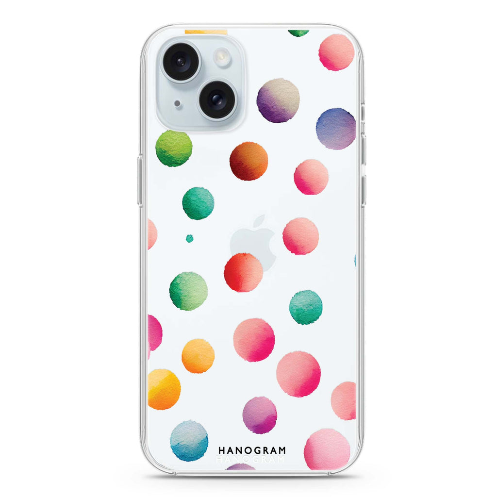 Watercolour Polka Dot iPhone 15 plus Ultra Clear Case