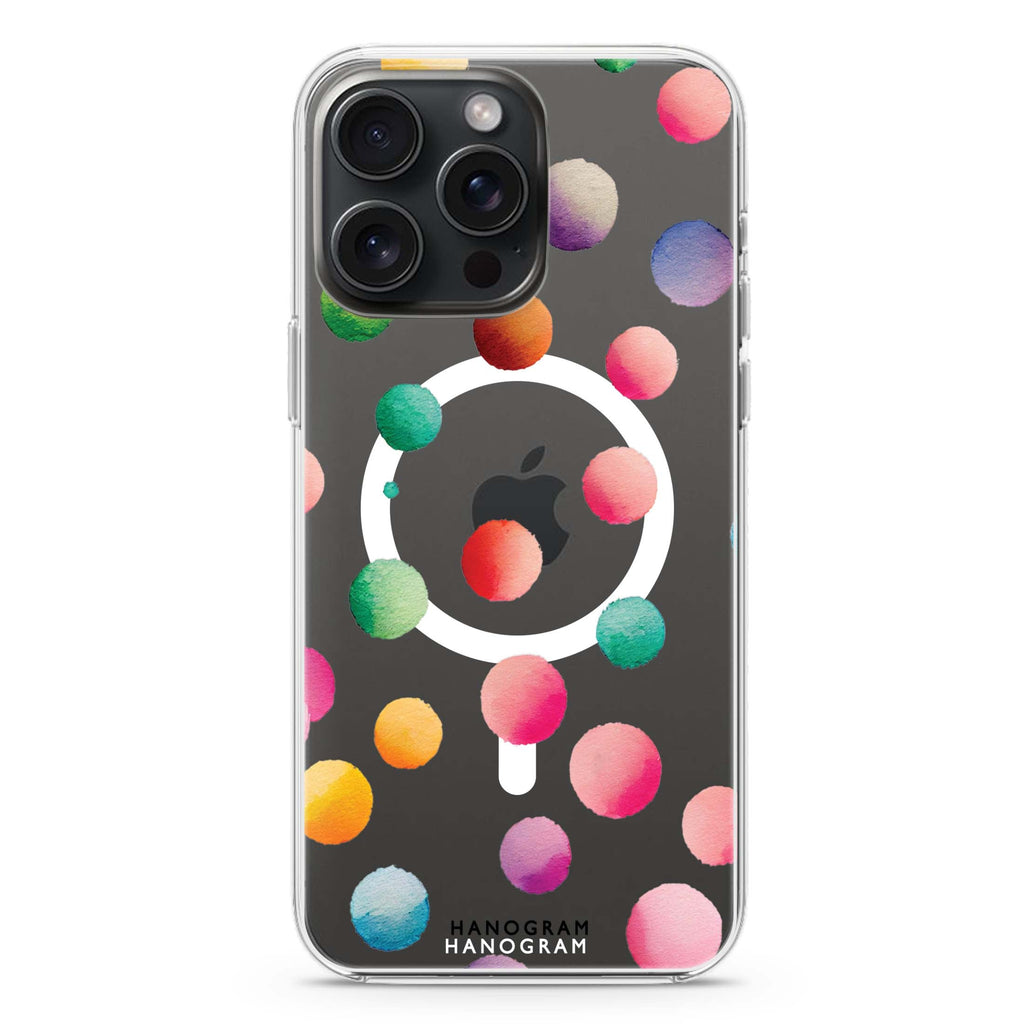 Watercolour Polka Dot iPhone 15 Pro Max MagSafe Compatible Ultra Clear Case