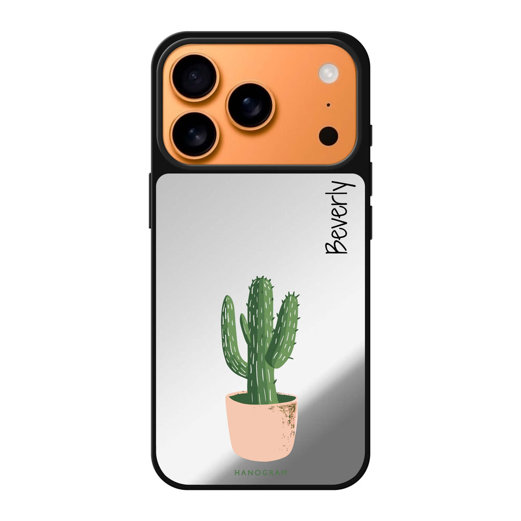 Cacti Delight personalized name playful iPhone 17 Pro Max mirror case