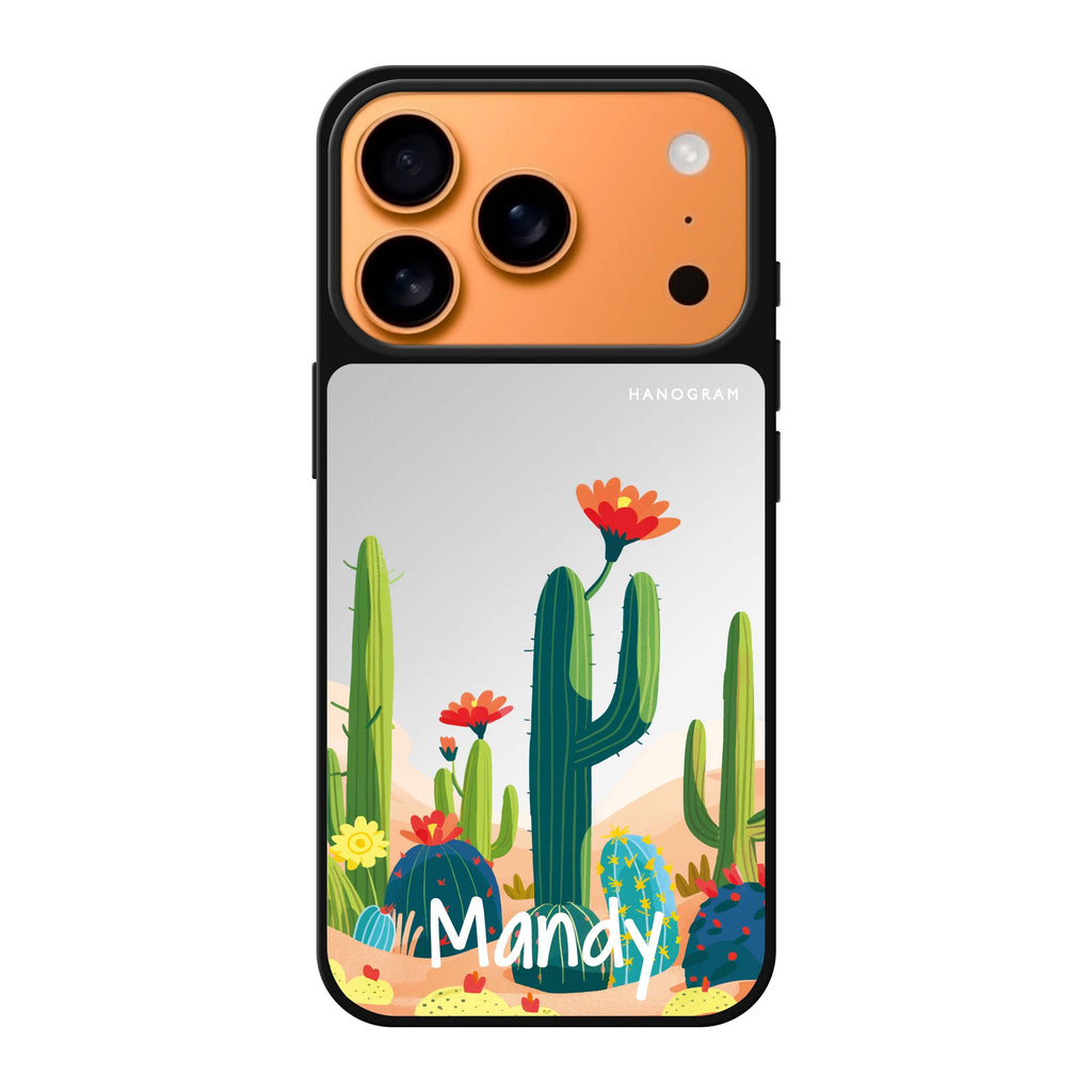 Desert Bloom personalized name spring flower floral nature iPhone 17 Pro Max mirror case