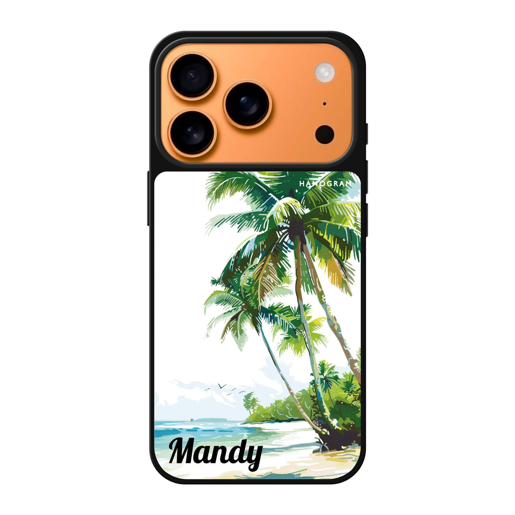 Tropical Tranquility personalized name summer iPhone 17 Pro Max mirror case