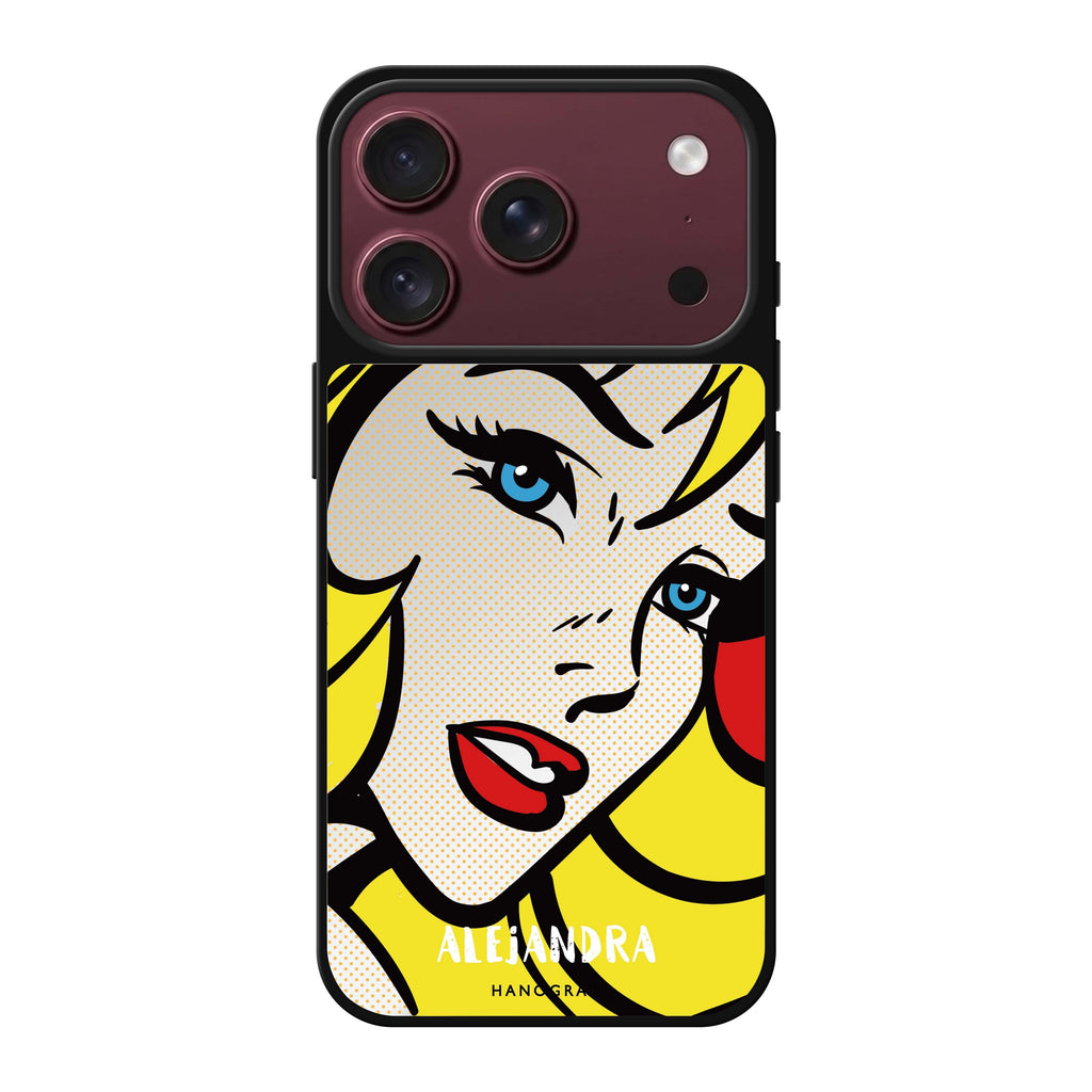 Pop Girl personalized name portrait playful iPhone 18 Pro Max mirror case