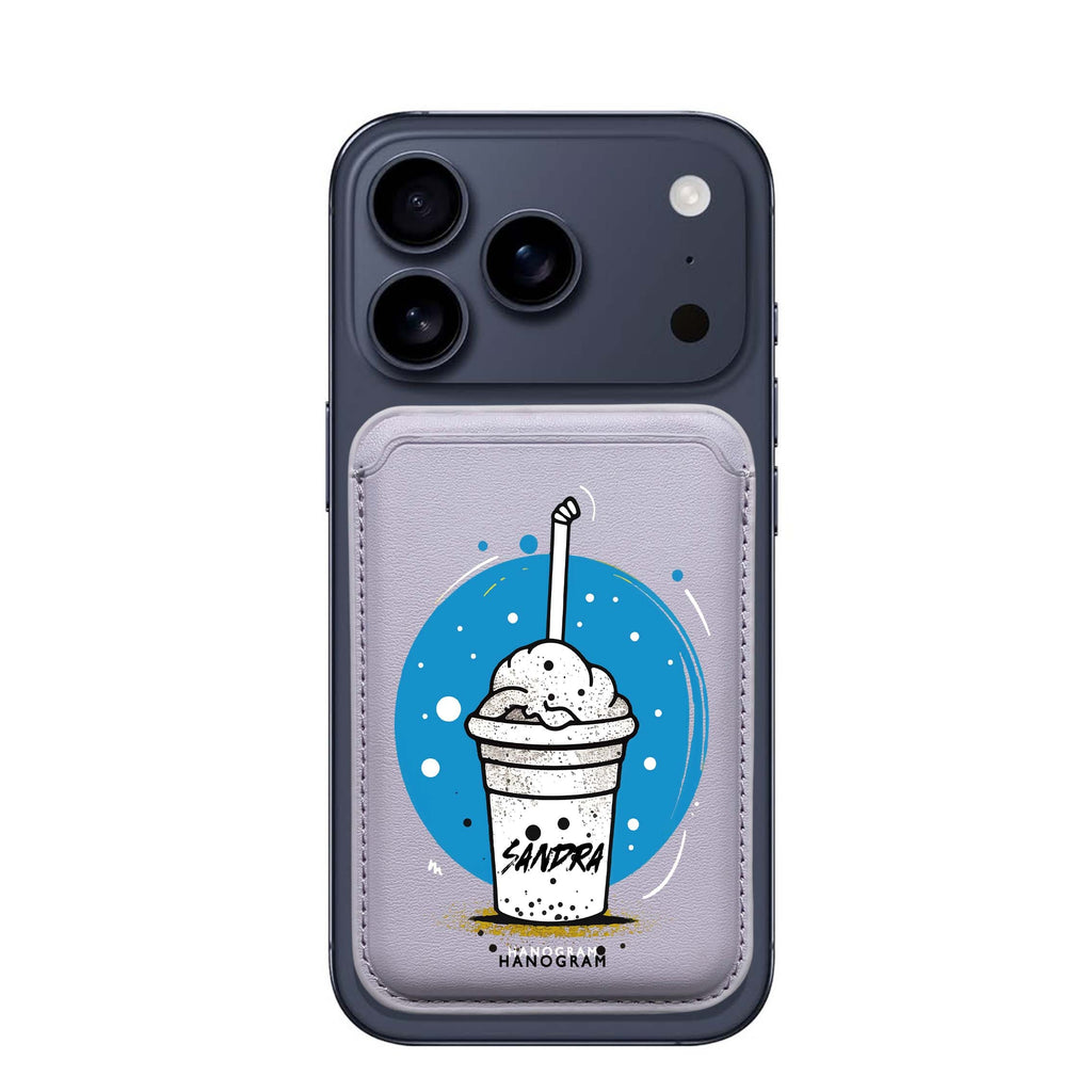 Frosty Delight custom name MagSafe wallet for iPhone, personalized magnetic card holder, main view