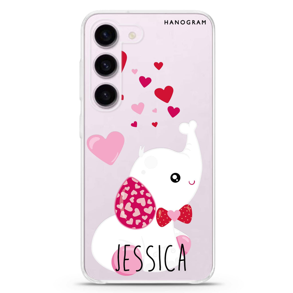 Lovely Elephant personalized ultra-clear case for Samsung Galaxy S23/S22, front view