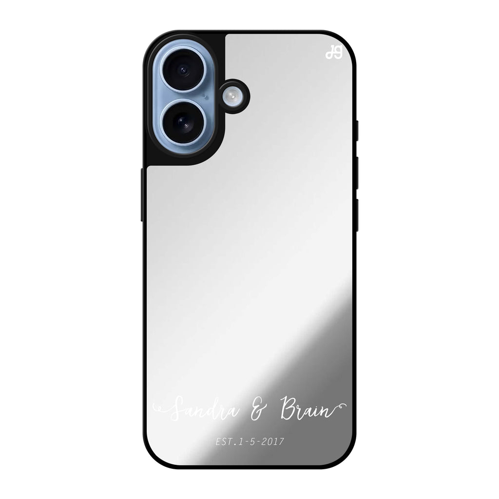 Reflective iPhone 16 Mirror Case –You & Me & Our Date Design
