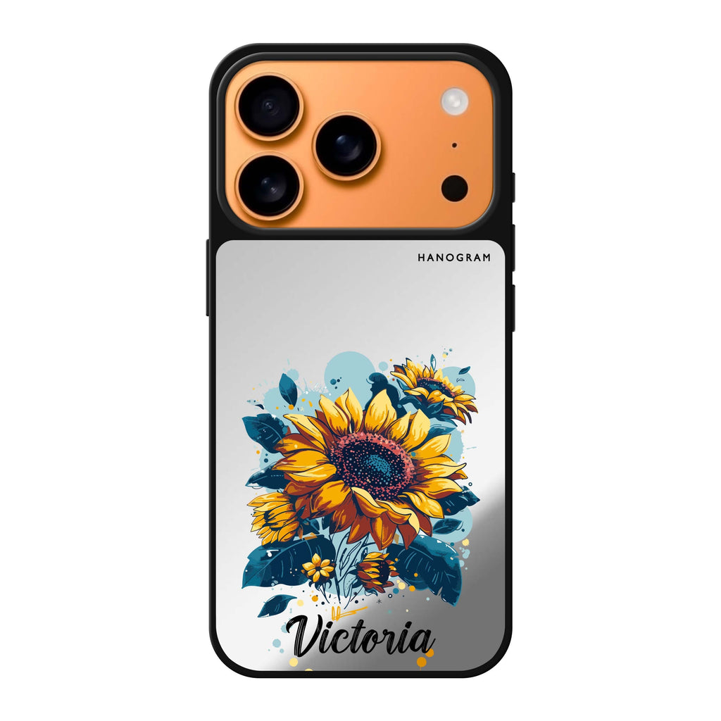 Sun-Kissed Petals personalized name summer flower sun celestial iPhone 17 Pro Max mirror case