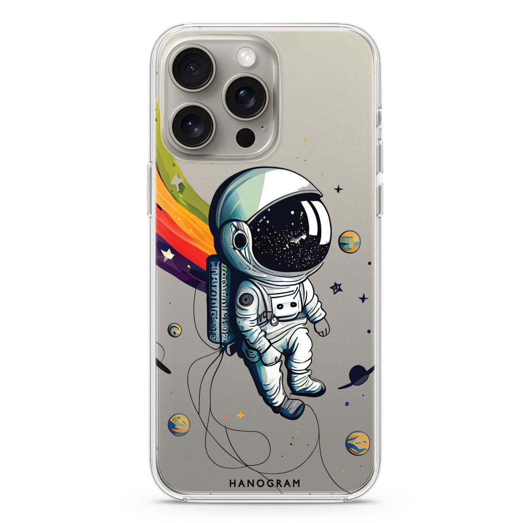 Astronaut in rainbow iPhone Ultra Clear Case
