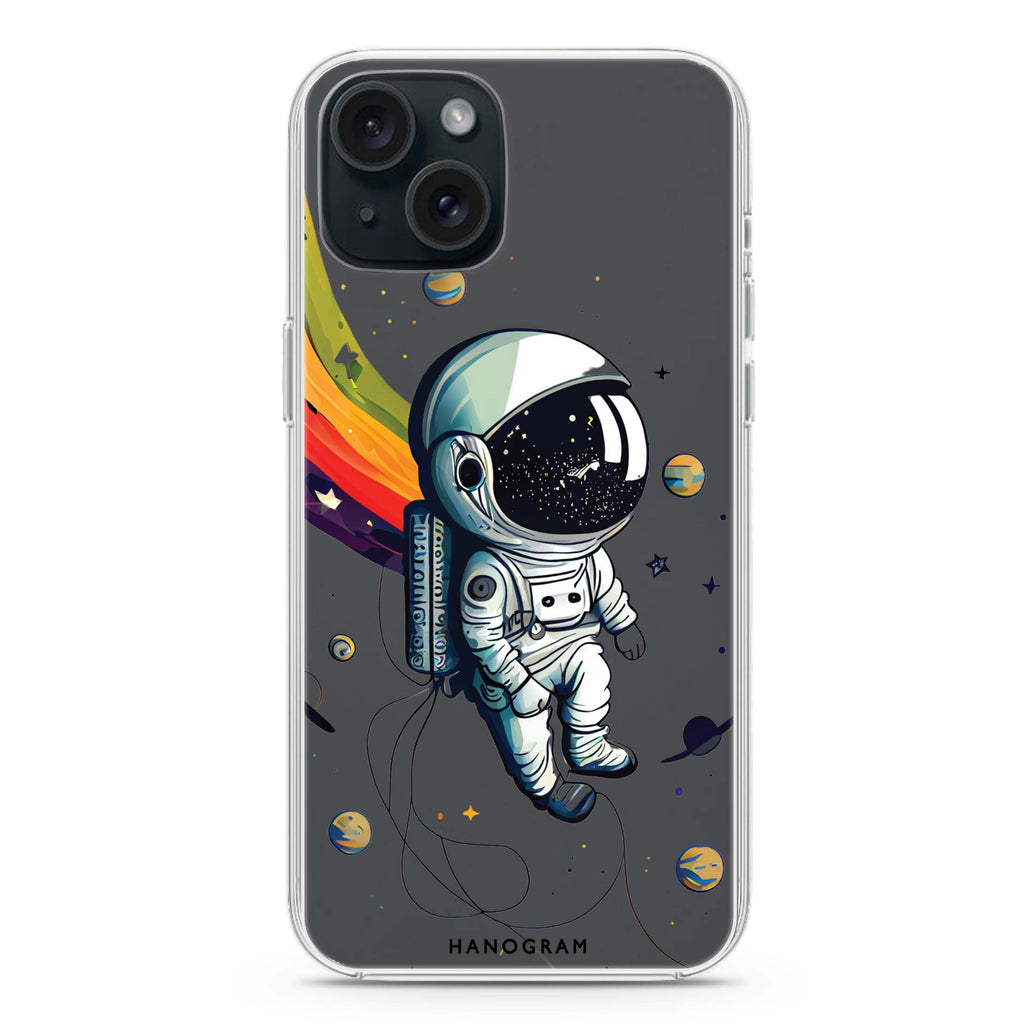 Astronaut in rainbow iPhone Ultra Clear Case