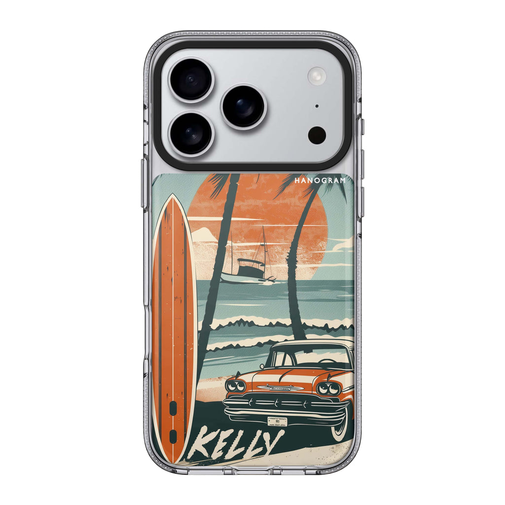 Surf Vibes personalized name graphic playful iPhone 17 Pro Max ultra clear case